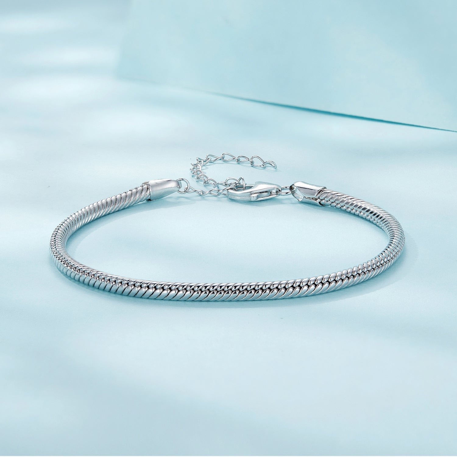 925 Sterling Silver Plated Platinum Bracelet with Adjustable Length for Women