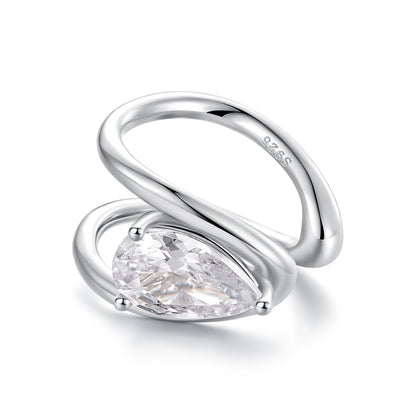 925 Sterling Silver Hoop Earrings with Pavé Setting CZ in White Gold  DestGlow