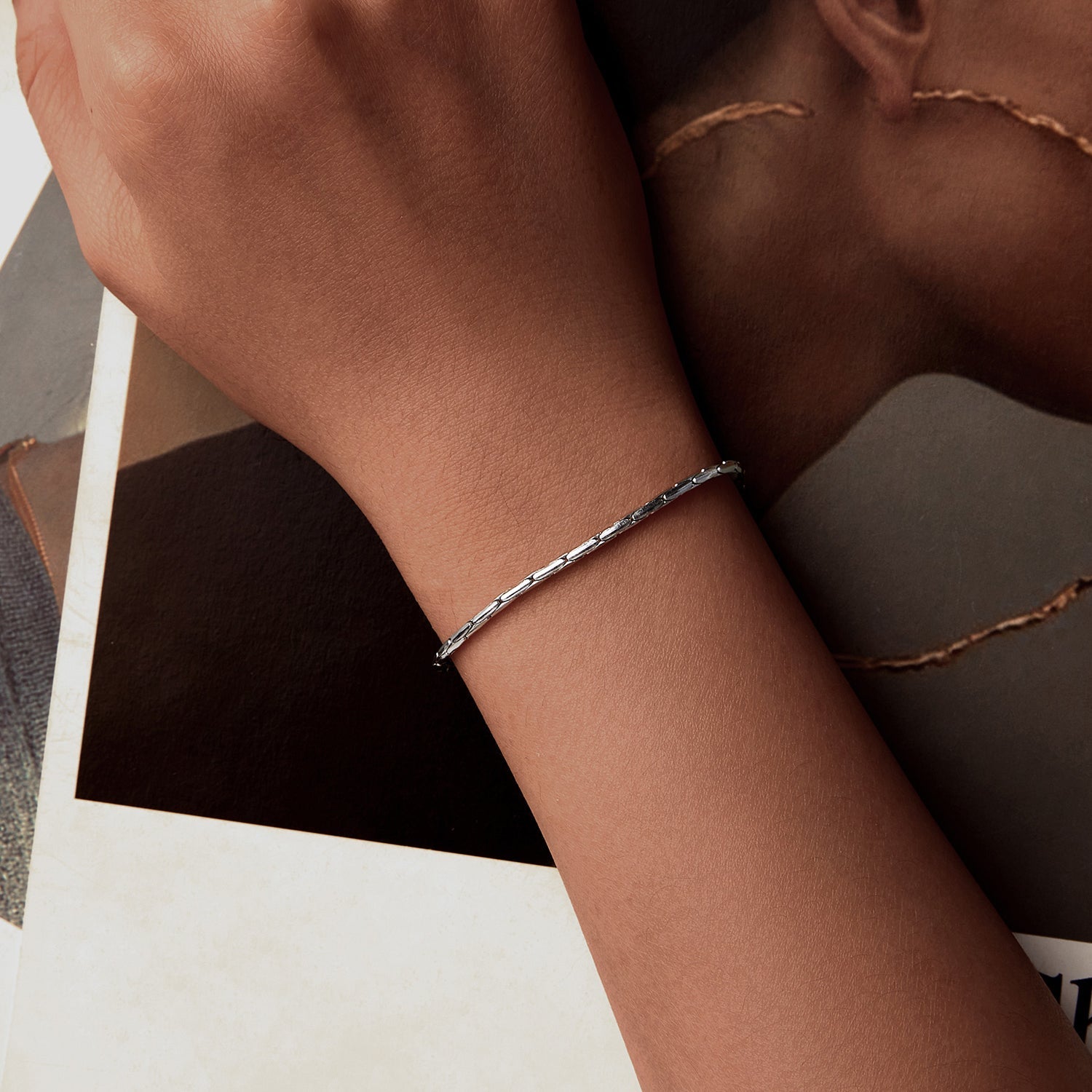 925 Sterling Silver + White Gold Plated Bracelet  DestGlow