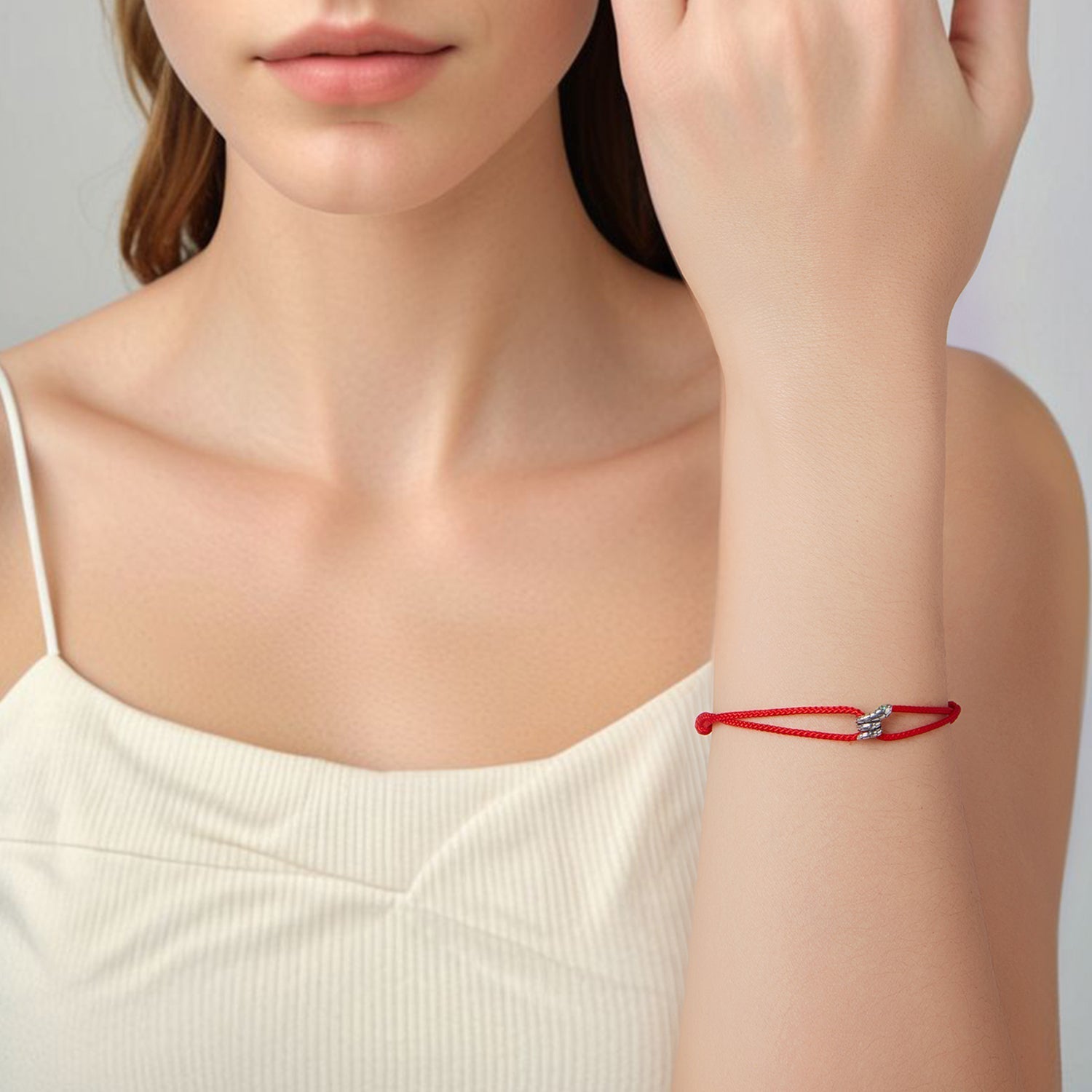 925 Sterling Silver Adjustable Bracelet with CZ and Cotton Rope for Women  DestGlow
