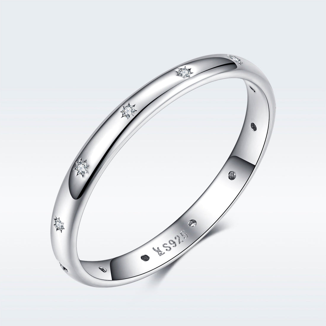 925 Sterling Silver Size 6.0 Plated Platinum Pavé Setting CZ Ring for Women by Bids.com