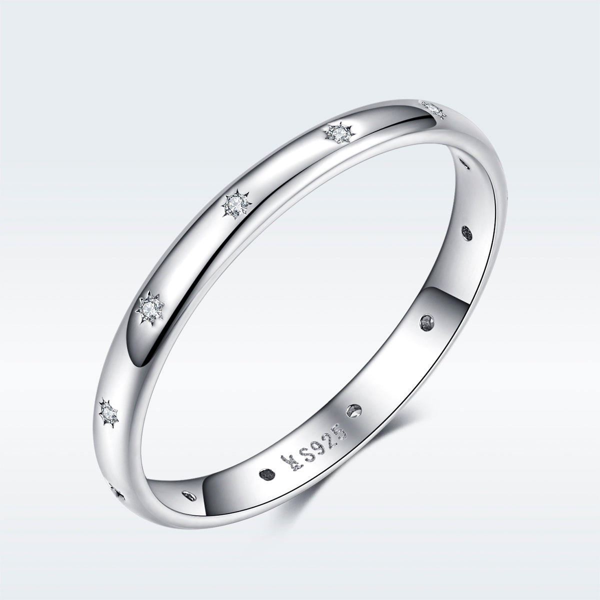 925 Sterling Silver Size 6.0 Plated Platinum Pavé Setting CZ Ring for Women by Bids.com