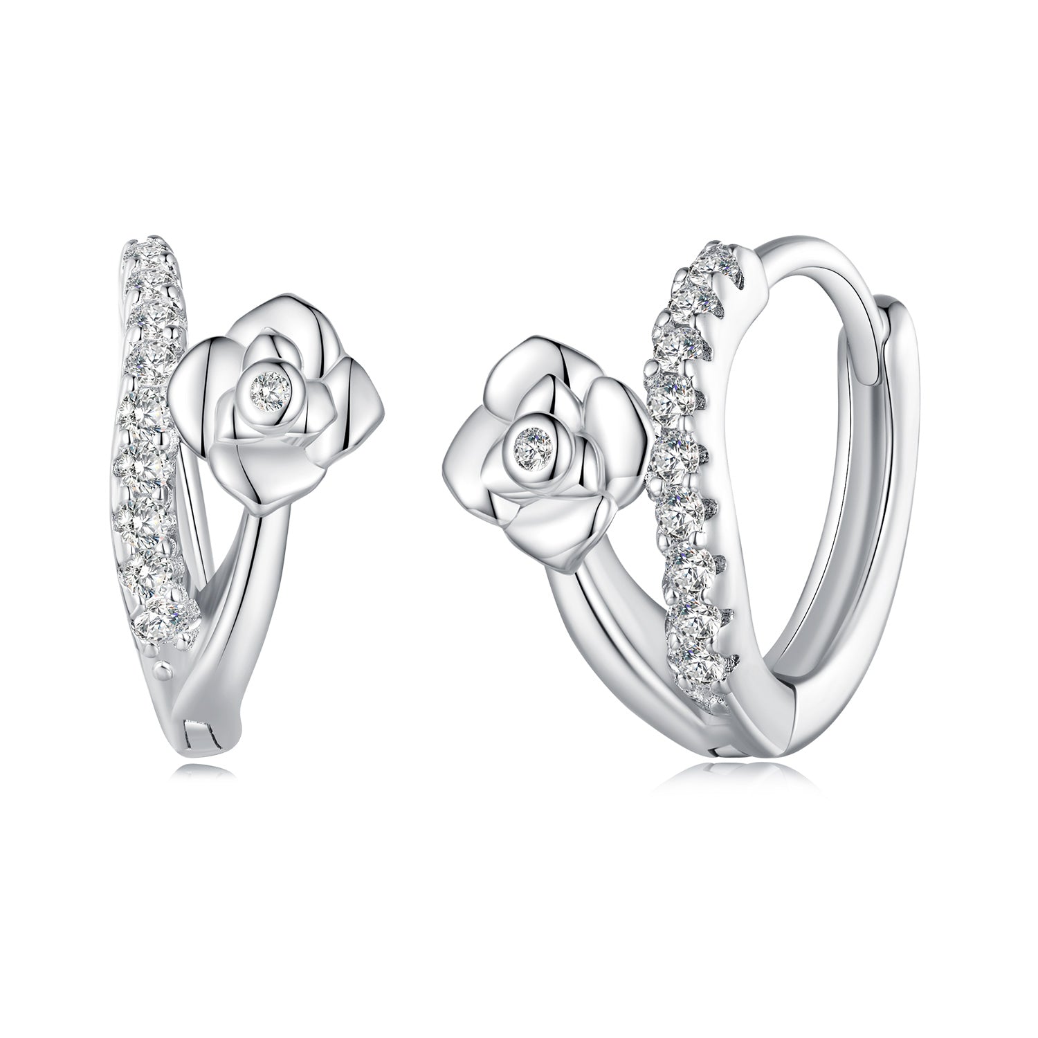 925 Sterling Silver Platinum Plated Pavé CZ Earrings  DestGlow