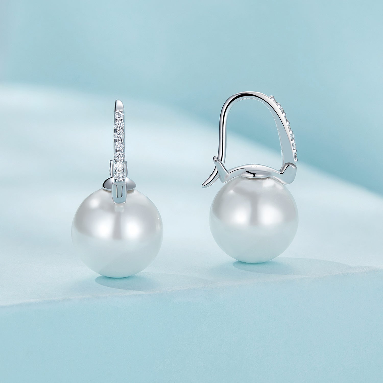 925 Sterling Silver Earrings with Quality Shell Pearl and CZ, 21*11mm, for Women  DestGlow