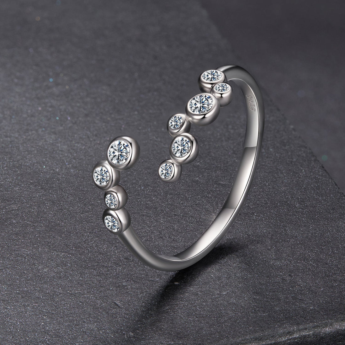 925 Sterling Silver Moissanite 0.06 Carat Ring for Women, Size E  DestGlow