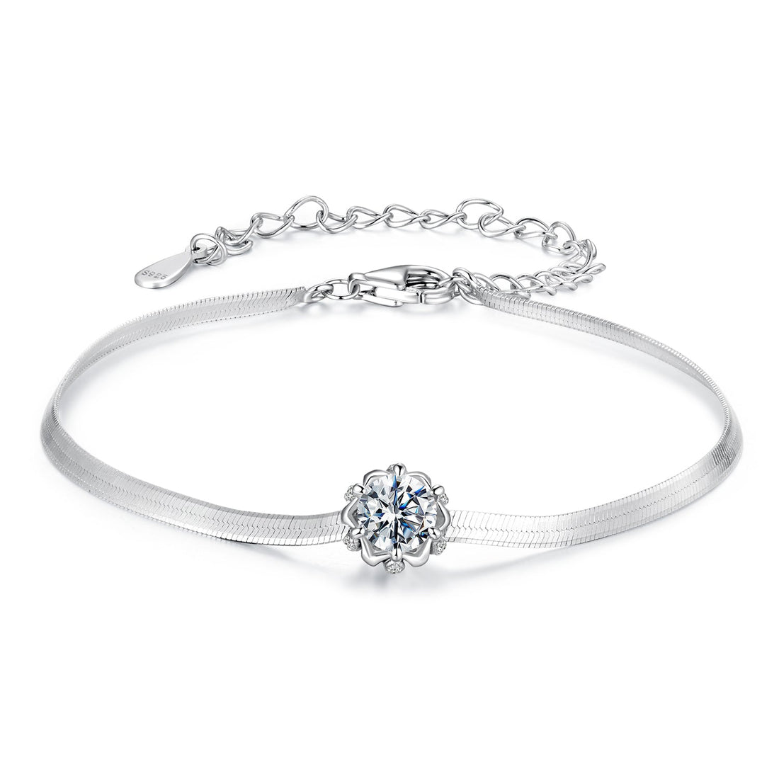 925 Sterling Silver Moissanite 0.50 Carat Bracelet with Pavé Setting and White Gold Plating for Women  DestGlow