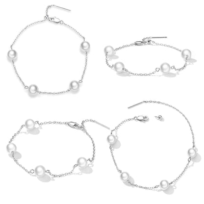925 Sterling Silver Adjustable Pearl Bracelet for Women  DestGlow