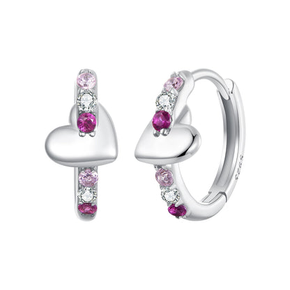 925 Sterling Silver Earrings with Pavé Setting CZ in White Gold, 1.2*0.6cm for Women  DestGlow