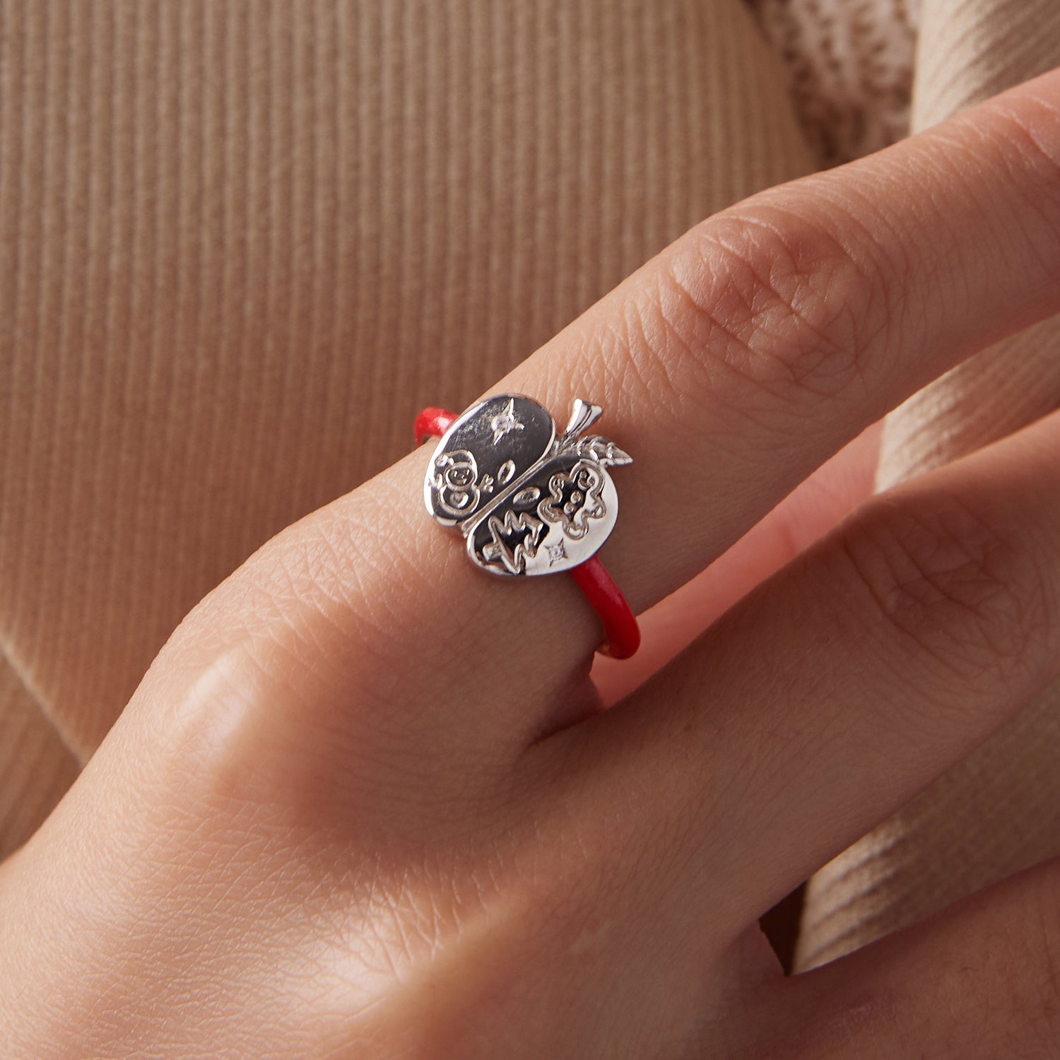 925 Sterling Silver Enamel Pavé CZ Ring for Women Size 1.3 cm  DestGlow
