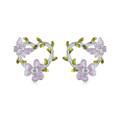 925 Sterling Silver Enamel CZ Plated Earrings