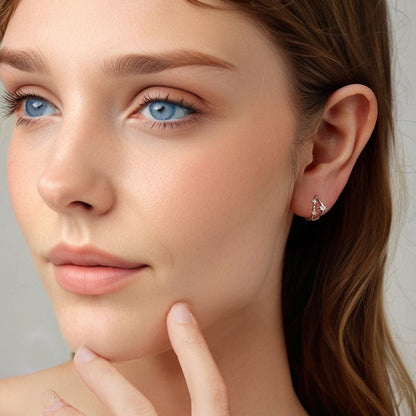 925 Sterling Silver Earrings with Pavé Setting CZ in White Gold for Women  DestGlow