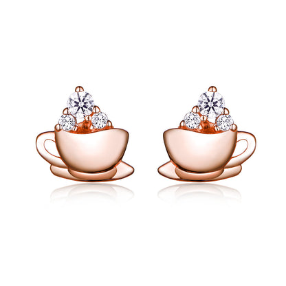 925 Sterling Silver Rose Gold Plated Pavé CZ Earrings for Women  DestGlow
