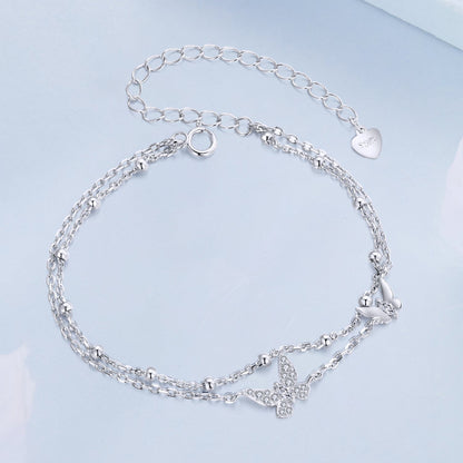 925 Sterling Silver Bracelets with Platinum Plating and CZ Stones - 150+60mm  DestGlow