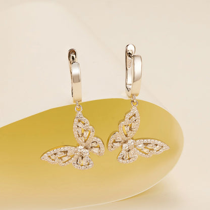 925 Sterling Silver Earrings with Pavé Setting CZ, 37x19mm for Women  DestGlow