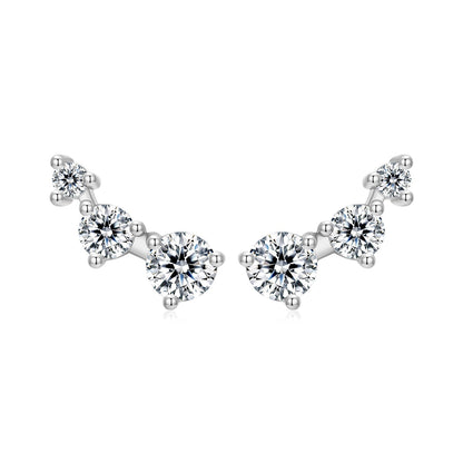 925 Sterling Silver Earrings with Pavé Setting CZ | Size 0.6*1.45cm for Women