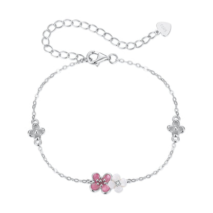 925 Sterling Silver Enamel Charm Bracelet with Pavé CZ, 15+6cm for Women  DestGlow
