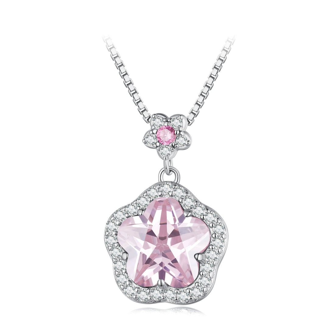 925 Sterling Silver Necklace with 19*13mm CZ Pendant  DestGlow