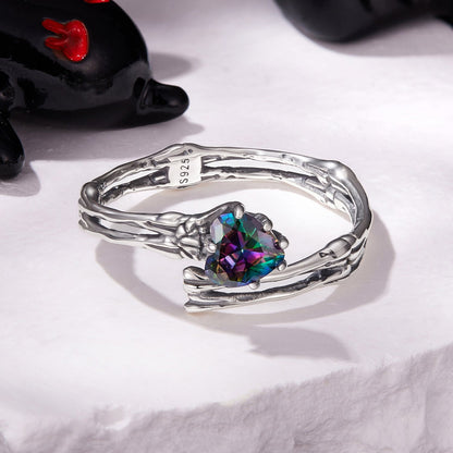 925 Sterling Silver Ring with Heart Design, 0.55cm Heart Size, Women’s Jewelry  DestGlow