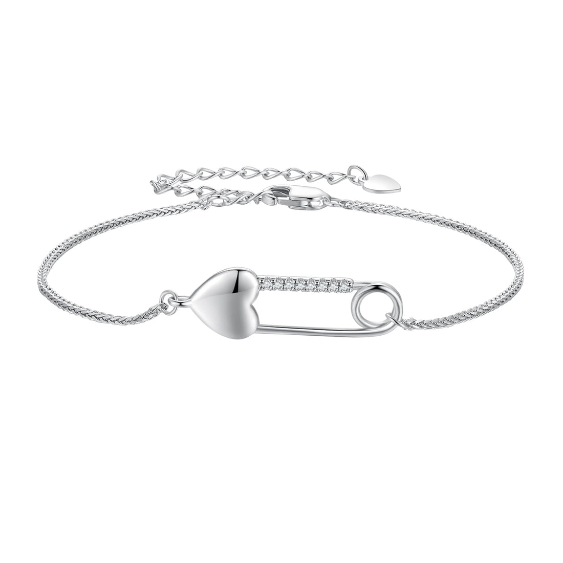 925 Sterling Silver Bracelet with CZ Pendant - 160mm Length and 8x26mm Pendant Size for Women  DestGlow