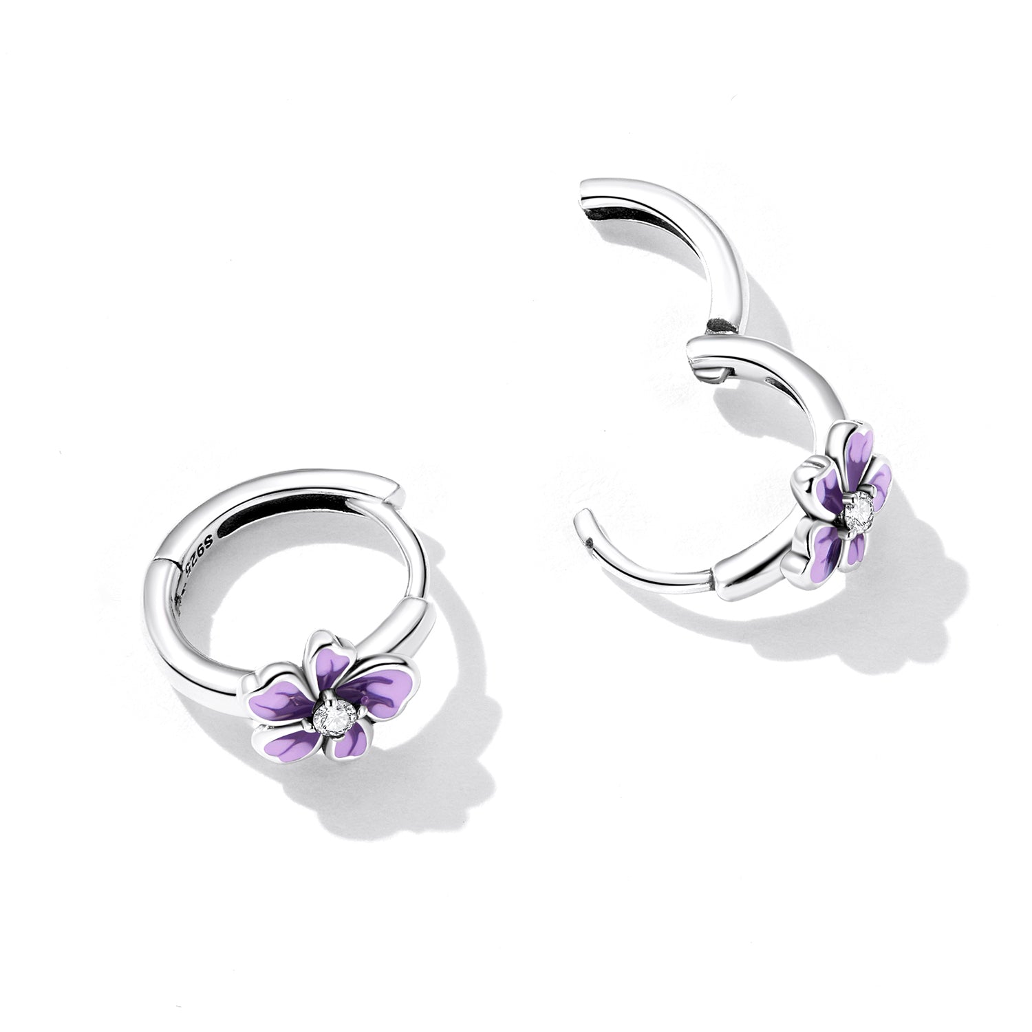 925 Sterling Silver Enamel Earrings with CZ - 1.2x0.7cm, Oxidized Finish for Women  DestGlow