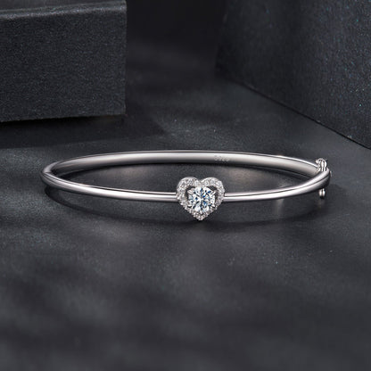 925 Sterling Silver Moissanite &amp; CZ Bracelet Size 17 for Women  DestGlow