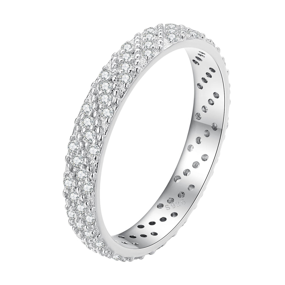 925 Sterling Silver Ring with Pavé Setting CZ for Women Size 6.0  DestGlow