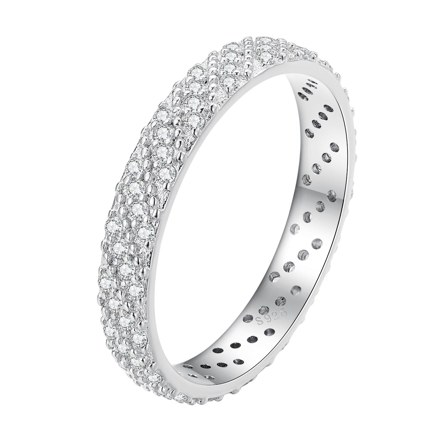 925 Sterling Silver Ring with Pavé Setting CZ for Women Size 6.0  DestGlow