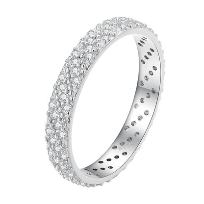 925 Sterling Silver Ring with Pavé Setting CZ for Women Size 6.0  DestGlow