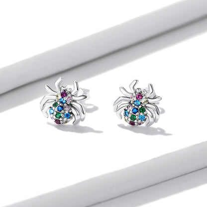 925 Sterling Silver Earrings with Pavé Setting CZ, Oxidized Silver, 0.7*0.8 cm for Women  DestGlow