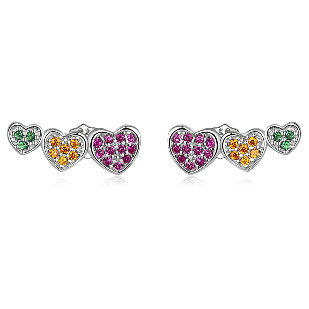 925 Sterling Silver Earrings with Pavé Setting and Plated Platinum, Size: 0.5*1.3cm, Women  DestGlow
