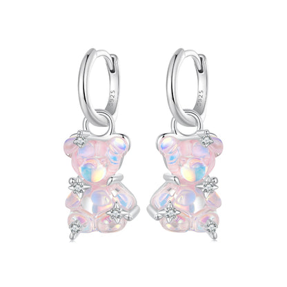 925 Sterling Silver Earrings with Pavé Setting CZ and Resin - 2.8 x 1.1 cm - Women&