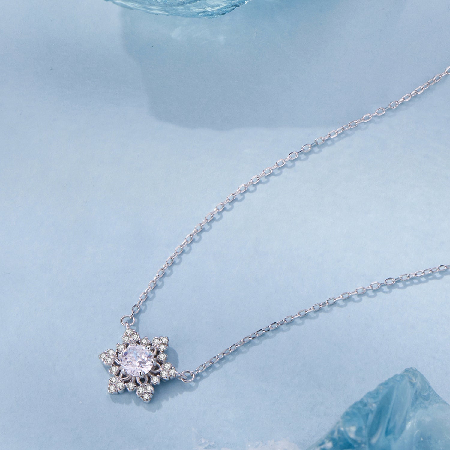 925 Sterling Silver White Gold Plated CZ Necklace 45cm for Women  DestGlow