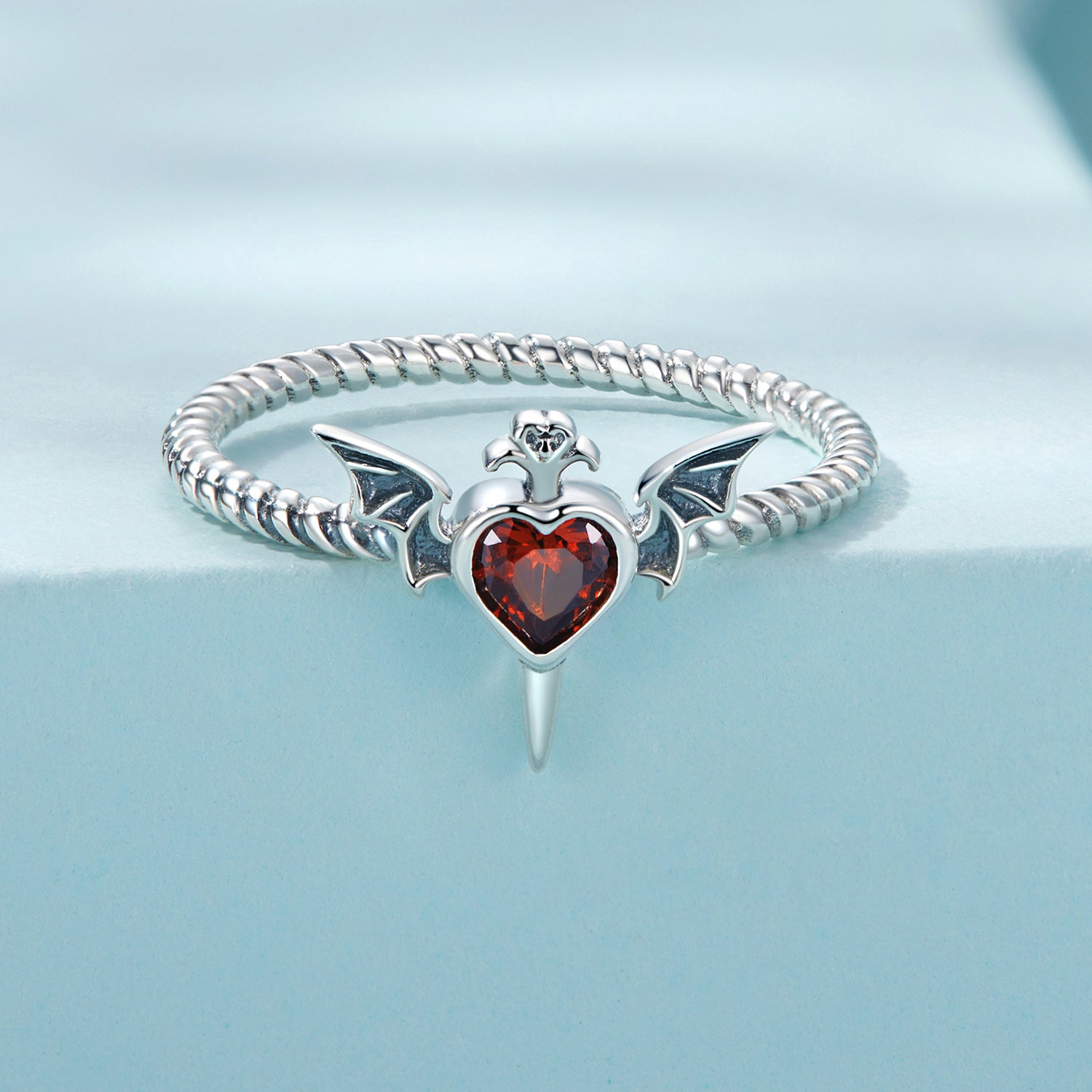 925 Sterling Silver Oxidized CZ Pendant Ring Size 6 for Women  DestGlow