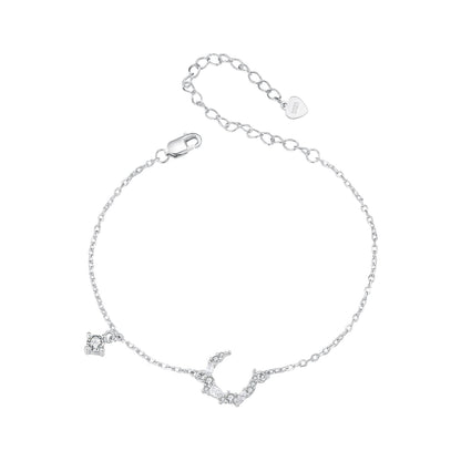 925 Sterling Silver CZ Bracelet with White Gold Plating, 150mm Length for Women  DestGlow