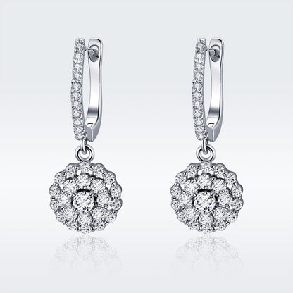 925 Sterling Silver Plated Platinum Pavé Setting CZ Earrings