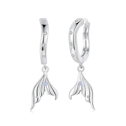 925 Sterling Silver Earrings with Nano Opal Stone and CZ in White Gold Finish  DestGlow