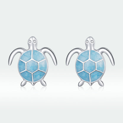 925 Sterling Silver Earrings for Women - Pavé Setting CZ with Enamel Process - 1cm