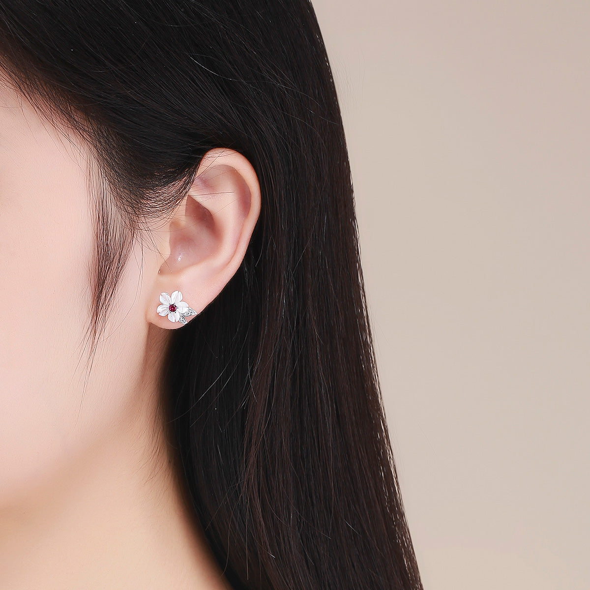 925 Sterling Silver Earrings with Pavé Setting CZ and High-Quality Nacre  DestGlow