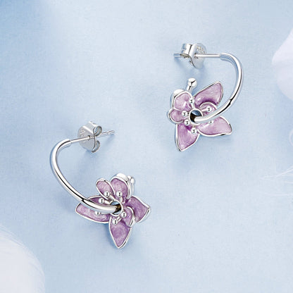 925 Sterling Silver Enamel White Gold Plated Earrings Size 20*14mm  DestGlow