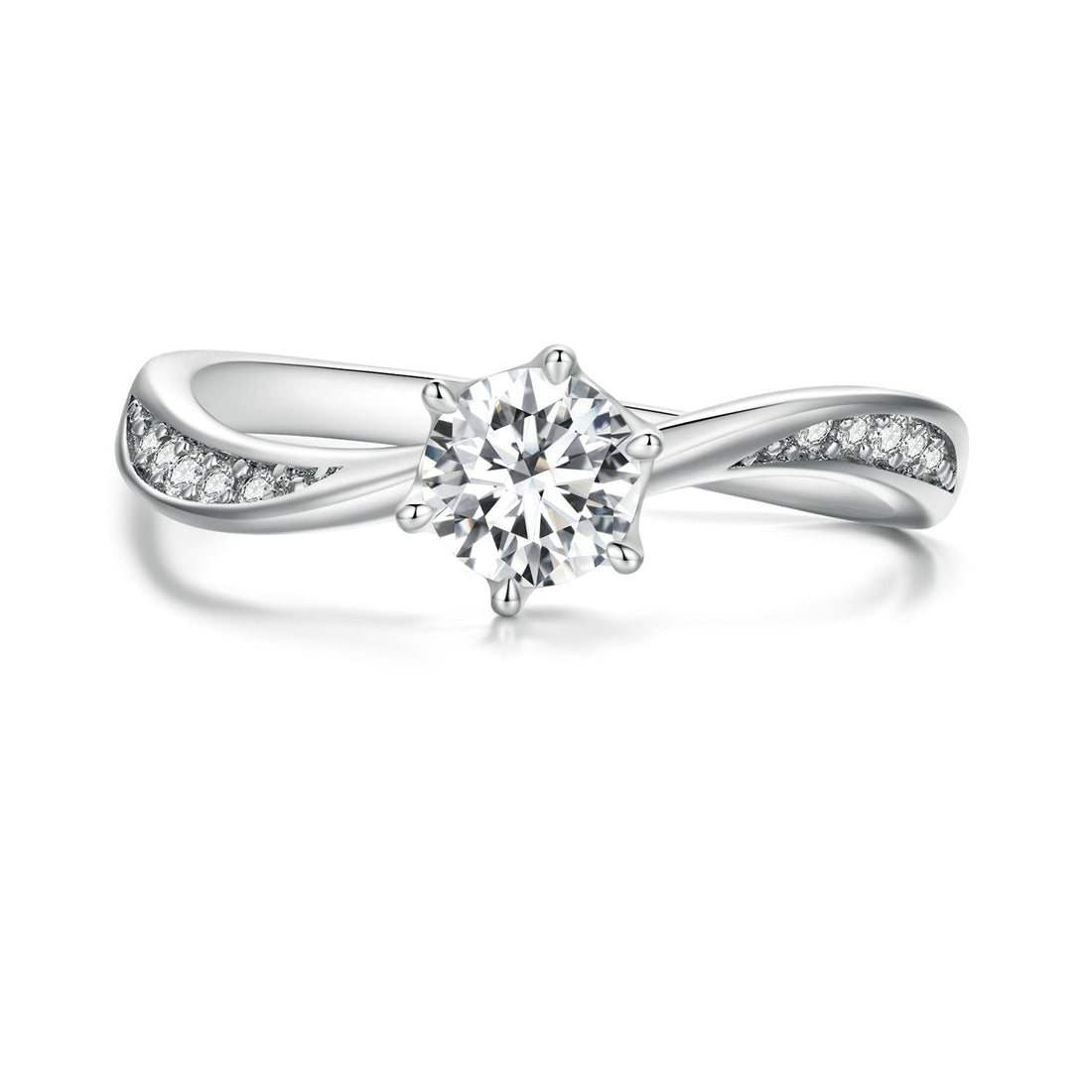 925 Sterling Silver Platinum Plated 5mm CZ Ring Size 6 for Women  DestGlow