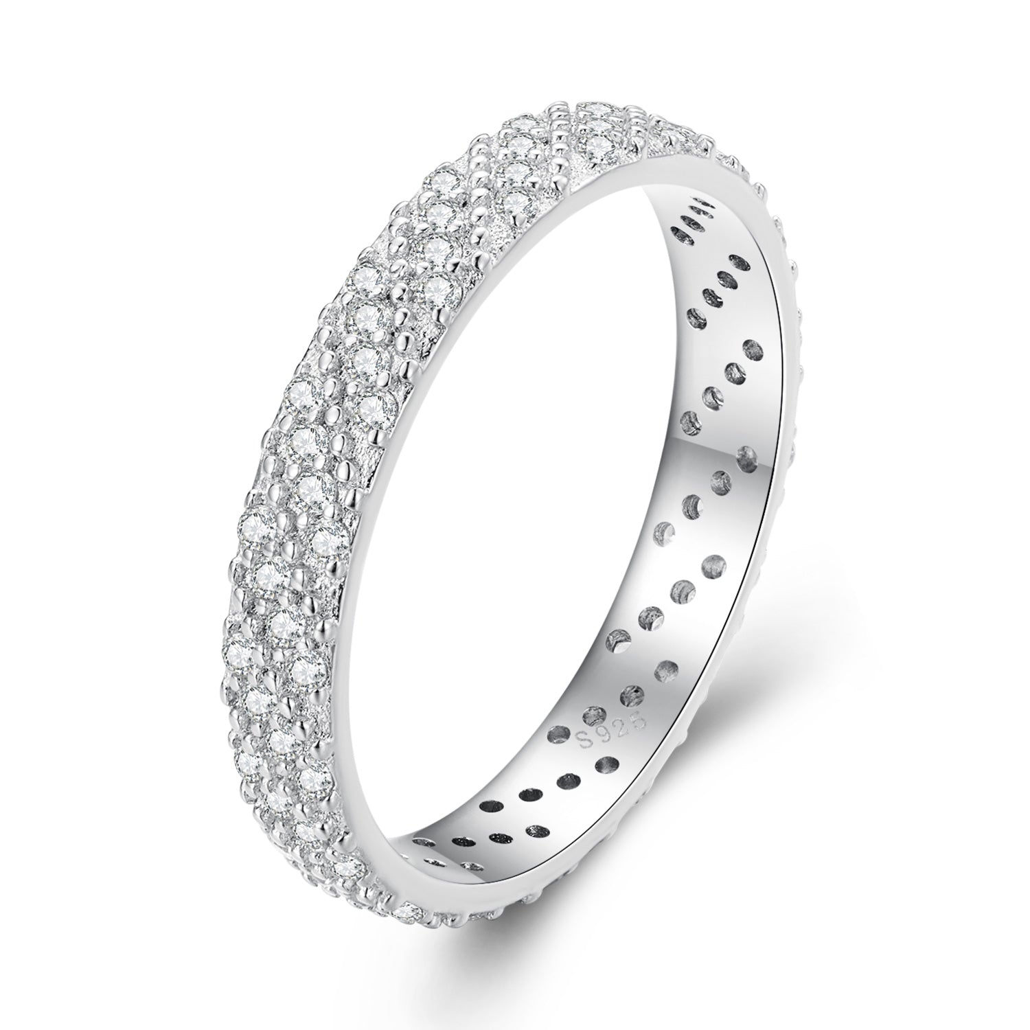 925 Sterling Silver Ring with Pavé Setting CZ for Women Size 6.0  DestGlow