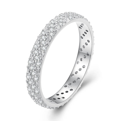 925 Sterling Silver Ring with Pavé Setting CZ for Women Size 6.0  DestGlow