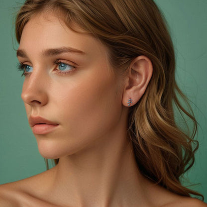 925 Sterling Silver White Gold Plated Enamel Earrings  DestGlow