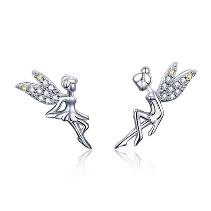 925 Sterling Silver Stud Earrings with CZ, 1.2 x 1.5cm &amp; 1.5 x 0.9cm, Women  DestGlow
