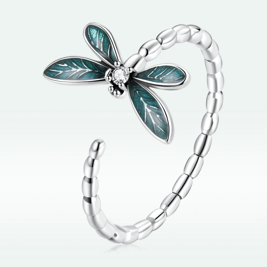 925 Sterling Silver Dragonfly Ring with Enamel &amp; CZ for Women  DestGlow