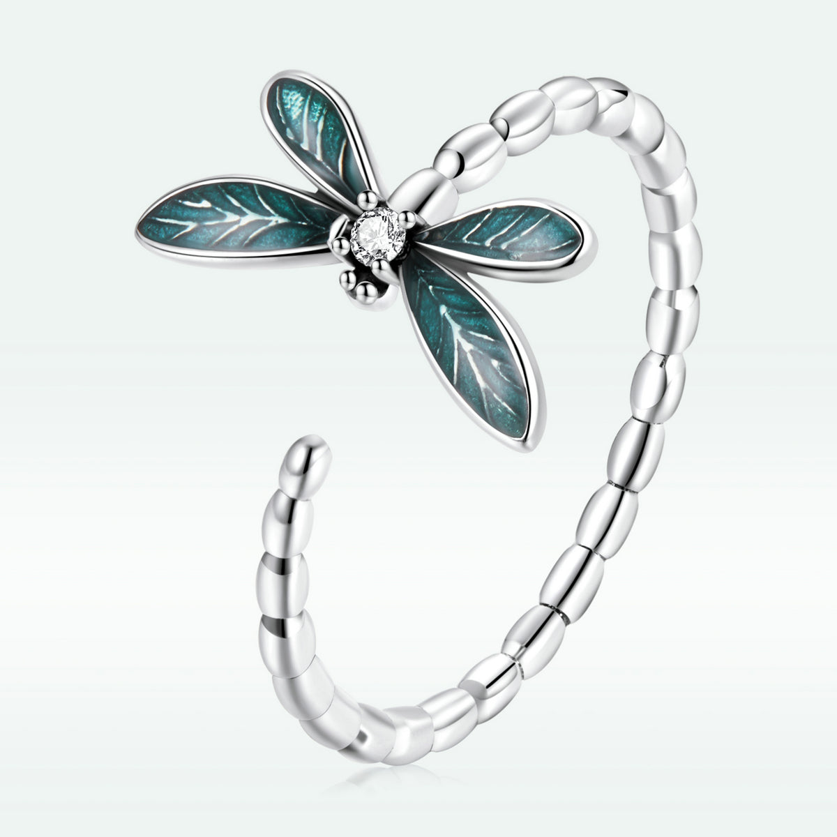 925 Sterling Silver Dragonfly Ring with Enamel &amp; CZ for Women  DestGlow