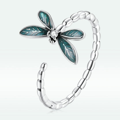 925 Sterling Silver Dragonfly Ring with Enamel &amp; CZ for Women  DestGlow