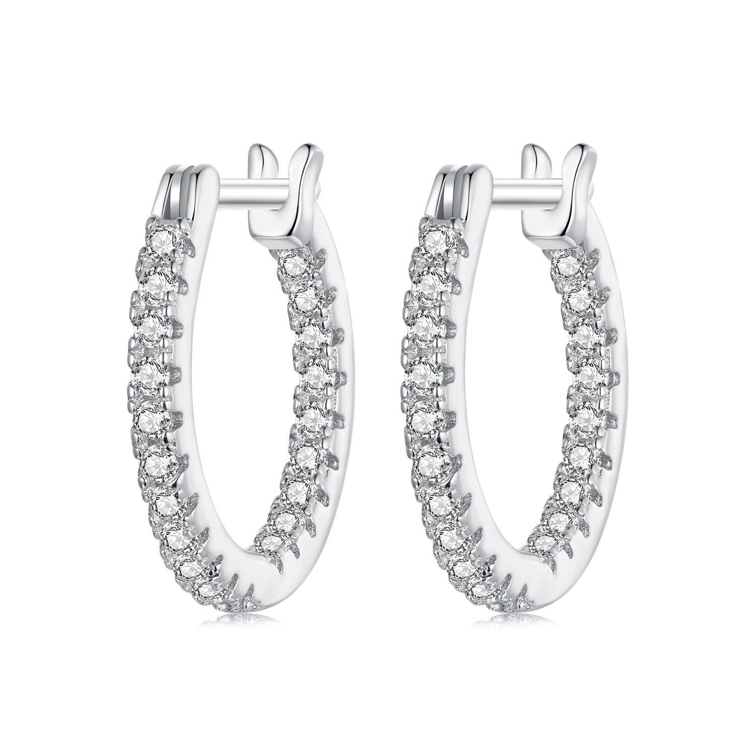 925 Sterling Silver Earrings with Pave Setting CZ in White Gold for Women  DestGlow