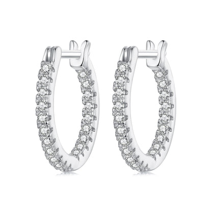925 Sterling Silver Earrings with Pave Setting CZ in White Gold for Women  DestGlow