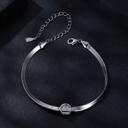 925 Sterling Silver 5.0mm Moissanite Bracelet with White Gold Plating for Women